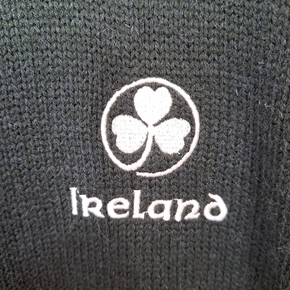 Vintage Green 1/4 Zip Wool Blend Mock Neck Ireland Embroidered Sweater Size 2XL - Picture 4 of 8